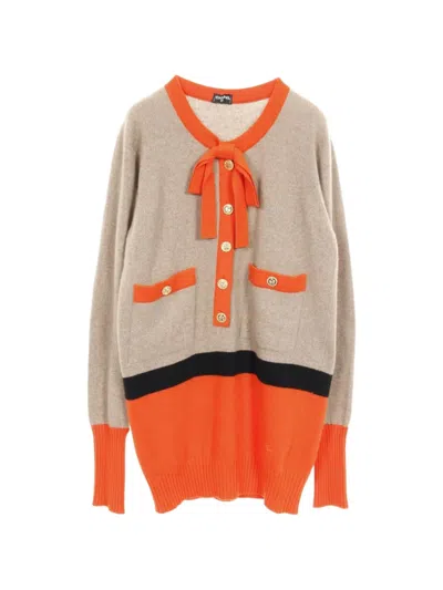 Pre-owned Chanel 1986-1988 Bow-detail Cashmere Sweater In Neutrals