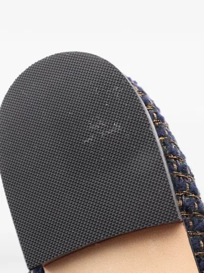 Pre-owned Chanel 1986-1988 Bow-detail Cc-logo Ballet Flats In Blue