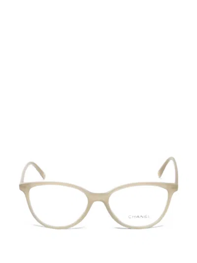 Pre-owned Chanel 1986-1988 Butterfly-frame Glasses In Neutrals