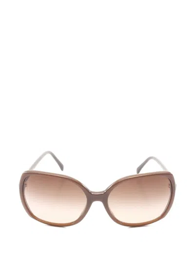 Pre-owned Chanel 1986-1988 Butterfly-frame Sunglasses In Brown