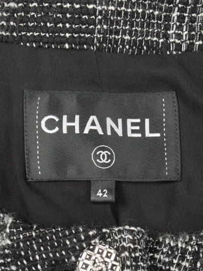 Pre-owned Chanel 1986-1988 Button-up Tweed-effect Jacket In Black