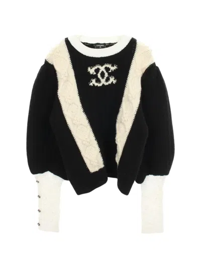Pre-owned Chanel 1986-1988 Cable-knit Sweater In Black