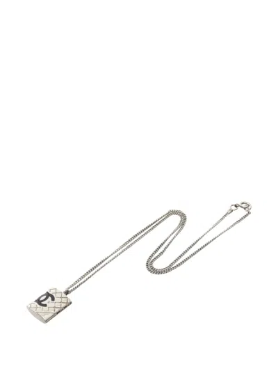 Pre-owned Chanel 1986-1988 Cambon Line Necklace In Silver