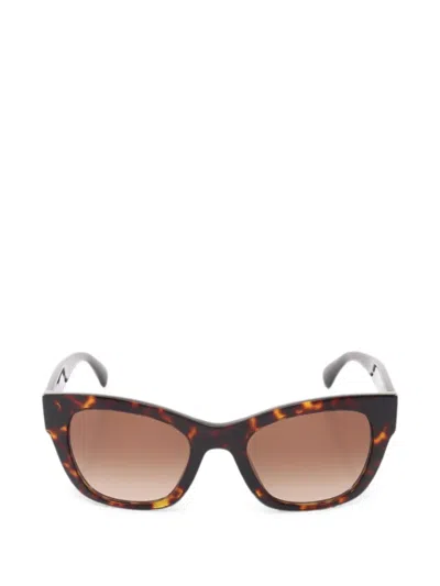 Pre-owned Chanel 1986-1988 Cc Cat-eye Frame Sunglasses In Brown
