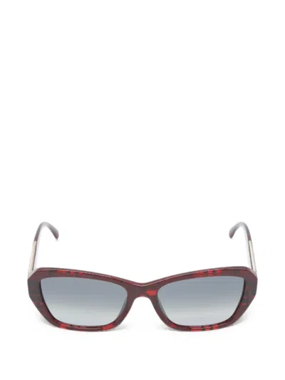 Pre-owned Chanel 1986-1988 Cc Chain-link Sunglasses In Red