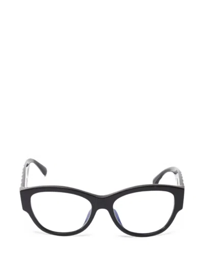 Pre-owned Chanel 1986-1988 Cc Logo Cat-eye Frame Glasses In Black
