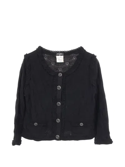 Pre-owned Chanel 1986-1988 Cc-button Cardigan In Black