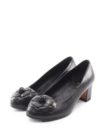 Pre-owned Chanel 1986-1988 Cc-logo Heeled Pumps In Black
