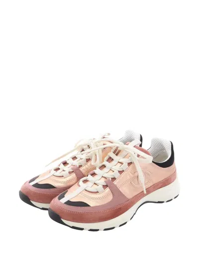 Pre-owned Chanel 1986-1988 Cc-logo Low-top Sneakers In Pink