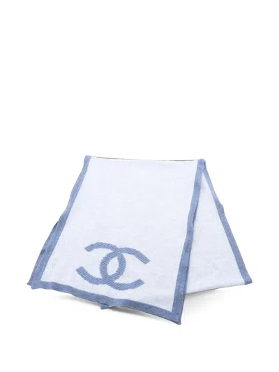 Pre-owned Chanel 1986-1988 Cc-logo Scarf In Blue