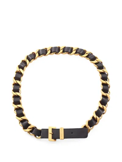 Pre-owned Chanel 1986-1988 Chain-link Leather Belt In Black