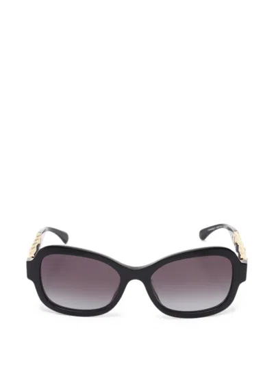 Pre-owned Chanel 1986-1988 Chain-link Sunglasses In Black