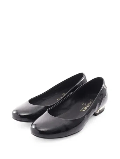 Pre-owned Chanel 1986-1988  Black Patent Leather Ballerina Flats
