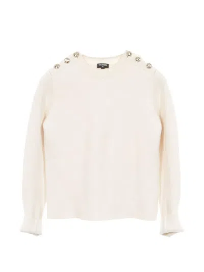 Pre-owned Chanel 1986-1988 Coco Button Sweater In Neutrals