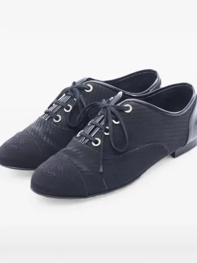 Pre-owned Chanel 1986-1988 Coco Mark Ballet Flats In Black