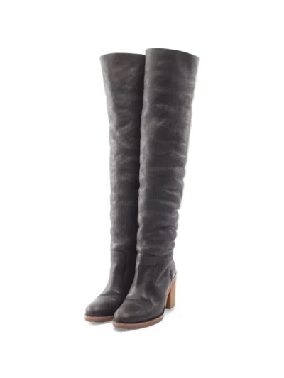 Pre-owned Chanel 1986-1988 Coco Mark Boots In Black