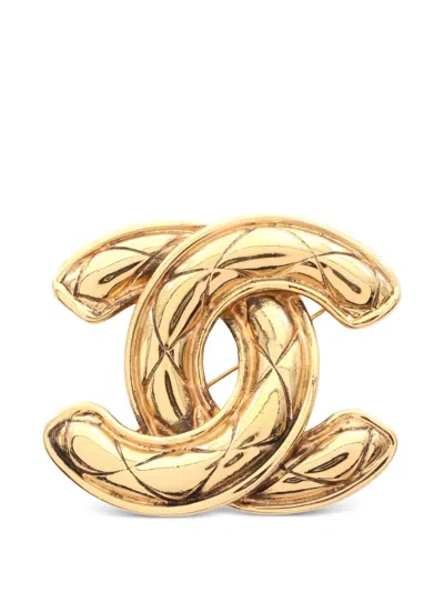 Pre-owned Chanel 1986-1988 Coco Mark Brooch In Gold