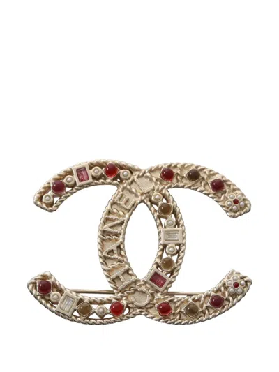 Pre-owned Chanel 1986-1988 Coco Mark Brooch In Gold