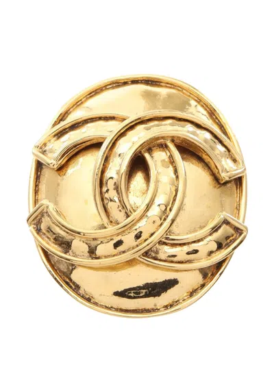 Pre-owned Chanel 1986-1988 Coco Mark Brooch In Gold