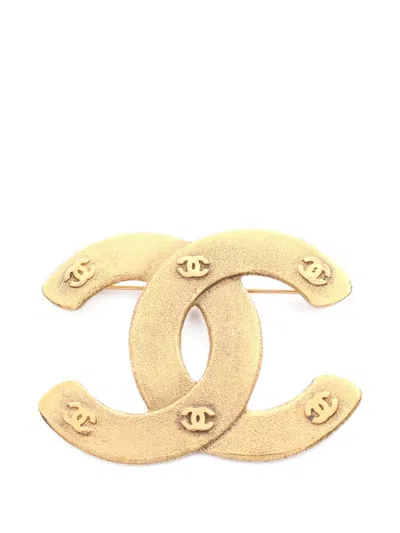 Pre-owned Chanel 1986-1988 Coco Mark Brooch In Gold