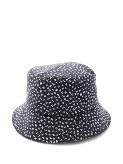 Pre-owned Chanel 1986-1988 Coco Mark Bucket Hat In Black