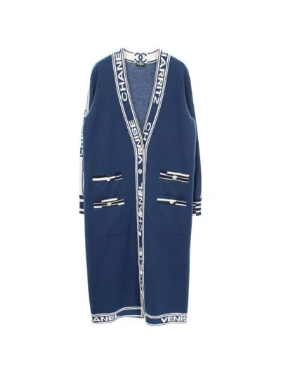 Pre-owned Chanel 1986-1988 Coco Mark Cardigan In Blue