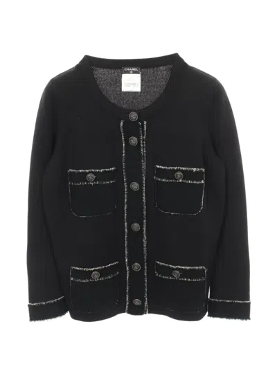 Pre-owned Chanel 1986-1988 Coco Mark Cashmere Cardigan In Black