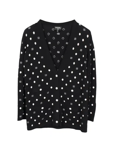 Pre-owned Chanel 1986-1988 Coco Mark Cashmere Cardigan In Black