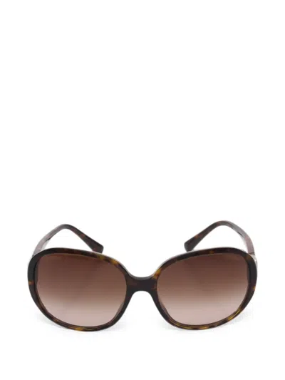 Pre-owned Chanel 1986-1988 Coco Mark Cat-eye-frame Sunglasses In Brown