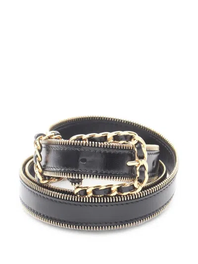 Pre-owned Chanel 1986-1988 Coco Mark Chain-link Belt In Black