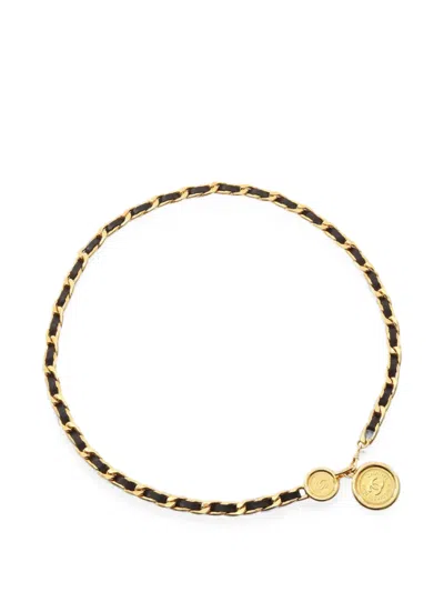 Pre-owned Chanel 1986-1988 Coco Mark Chain-link Belt In Gold