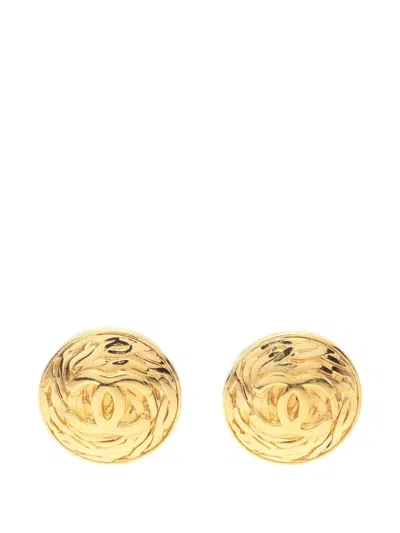 Pre-owned Chanel 1986-1988 Coco Mark Earrings In Gold