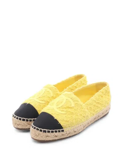 Pre-owned Chanel 1986-1988 Coco Mark Espadrilles In Yellow