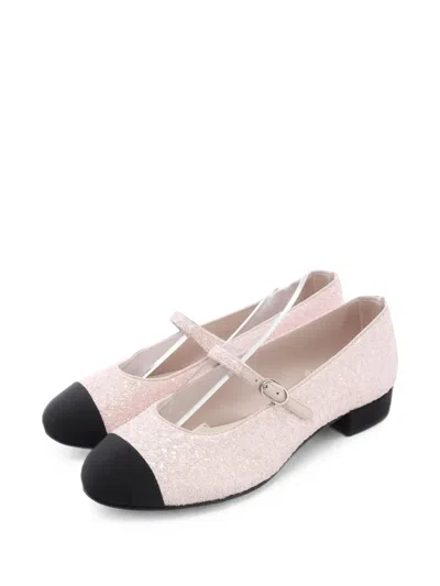 Pre-owned Chanel 1986-1988 Coco Mark Glitter Pumps In Pink