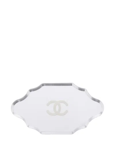 Pre-owned Chanel 1986~1988 Coco Mark Mirror Brooch In Silver