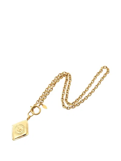 Pre-owned Chanel 1986-1988 Coco Mark Necklace In Gold