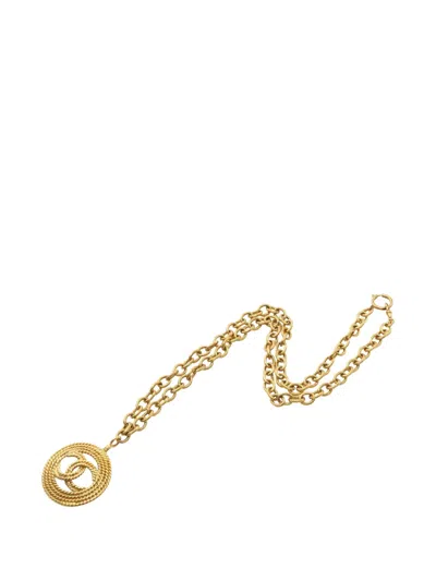Pre-owned Chanel 1986-1988 Coco Mark Necklace In Gold