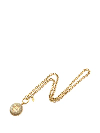 Pre-owned Chanel 1986-1988 Coco Mark Necklace In Gold