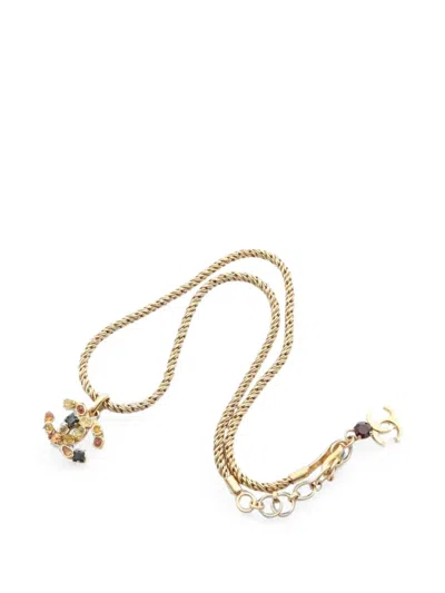 Pre-owned Chanel 1986-1988 Coco Mark Necklace In Gold