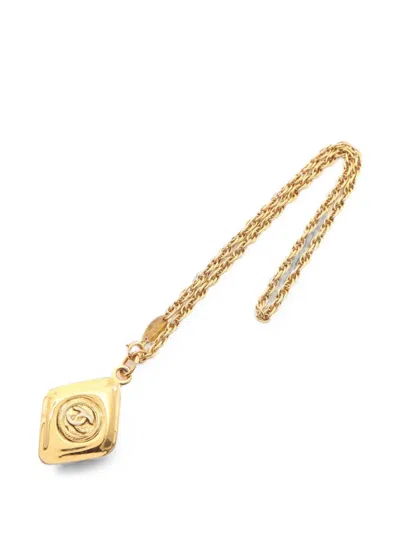 Pre-owned Chanel 1986-1988 Coco Mark Necklace In Gold