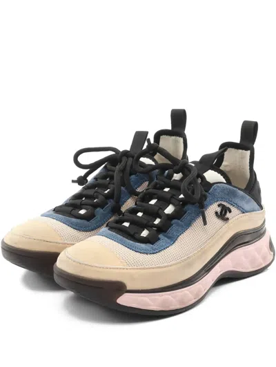 Pre-owned Chanel 1986-1988 Coco Mark Panelled Sneakers In Neutral