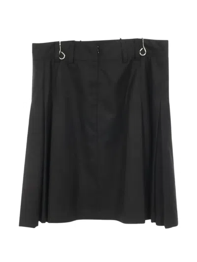 Pre-owned Chanel 1986-1988 Coco Mark Pleated Midi Skirt In Black