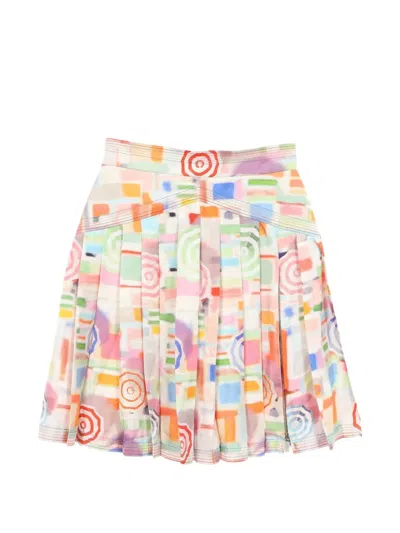 Pre-owned Chanel 1986-1988 Coco Mark Pleated Midi Skirt In Orange