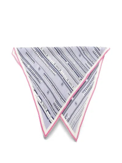 Pre-owned Chanel 1986-1988 Coco Mark Pleated Scarf In Blue