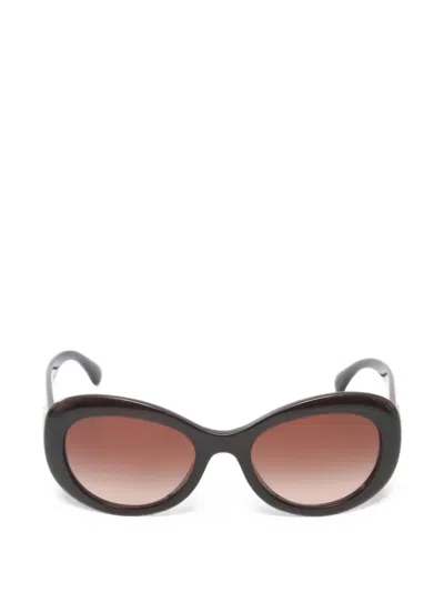 Pre-owned Chanel 1986-1988 Coco Mark Rhinestone Sunglasses In Brown