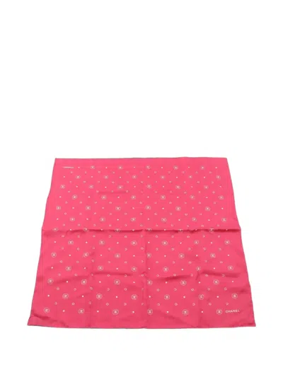 Pre-owned Chanel 1986-1988 Coco Mark Scarf And Scrunchie Set In Pink
