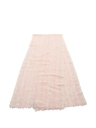 Pre-owned Chanel 1986-1988 Coco Mark Sequin Scarf In Neutral