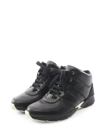 Pre-owned Chanel 1986-1988 Coco Mark Sneakers In Black