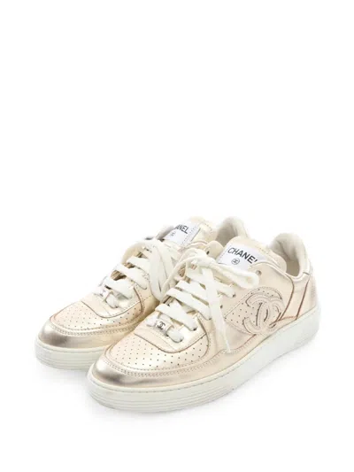 Pre-owned Chanel 1986-1988 Coco Mark Sneakers In Gold