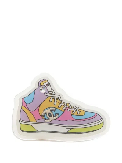Pre-owned Chanel 1986-1988 Coco Mark Sneakers Rhinestone Brooch In Gold